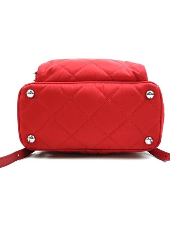 PRADA Quilting Backpack Red Nylon/Leather/Silvertone main image 6